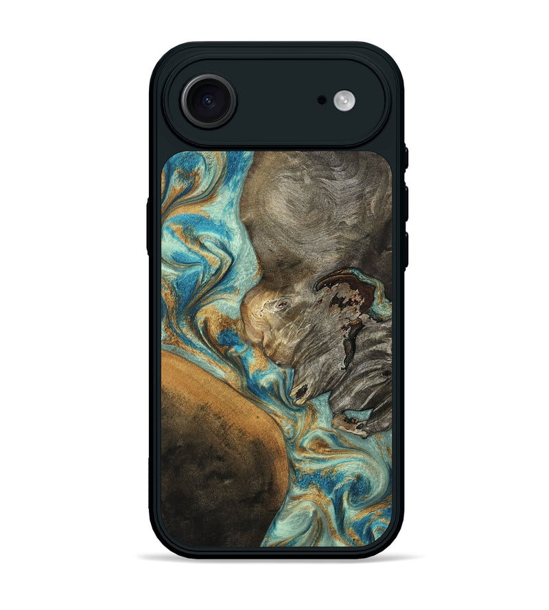 iPhone 17 Air Wood Phone Case - Leota (Teal & Gold, 801458)
