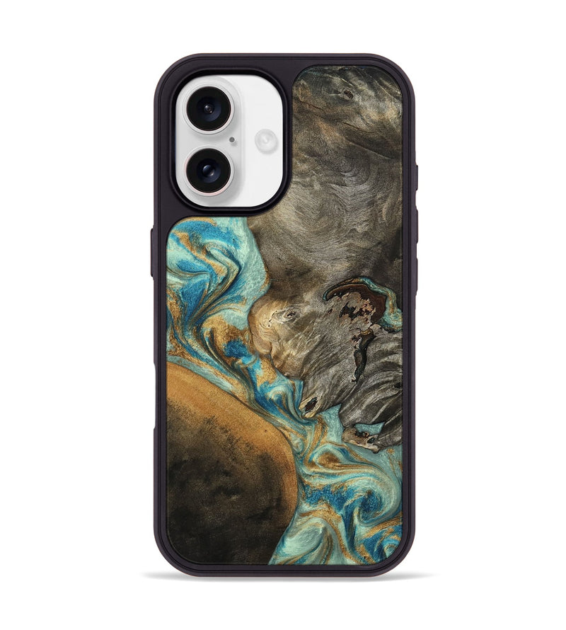 iPhone 17 Wood Phone Case - Leota (Teal & Gold, 801458)