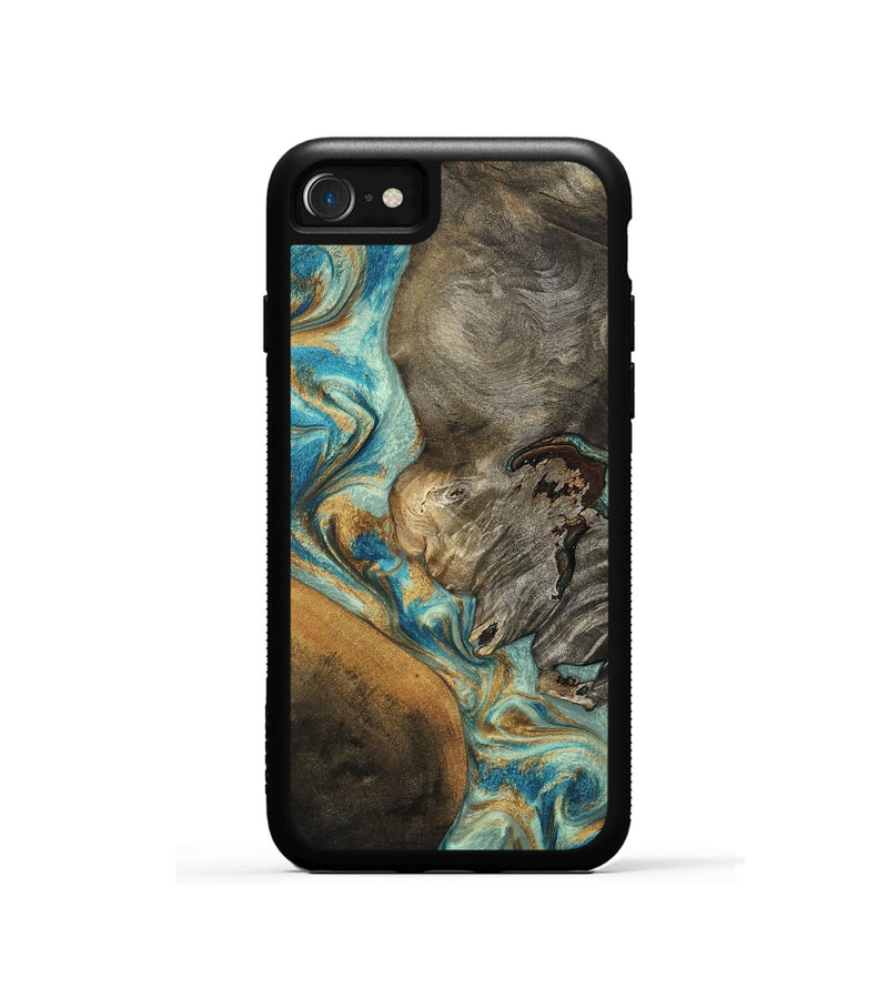 iPhone SE Wood Phone Case - Leota (Teal & Gold, 801458)