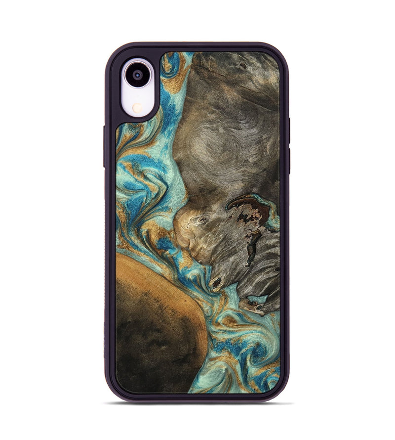 iPhone Xr Wood Phone Case - Leota (Teal & Gold, 801458)