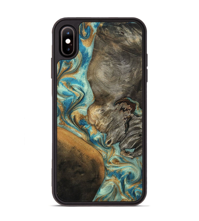 iPhone Xs Max Wood Phone Case - Leota (Teal & Gold, 801458)