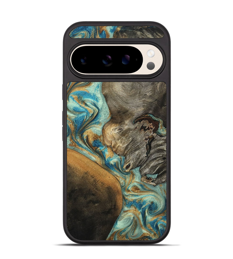 Pixel 10 Wood Phone Case - Leota (Teal & Gold, 801458)