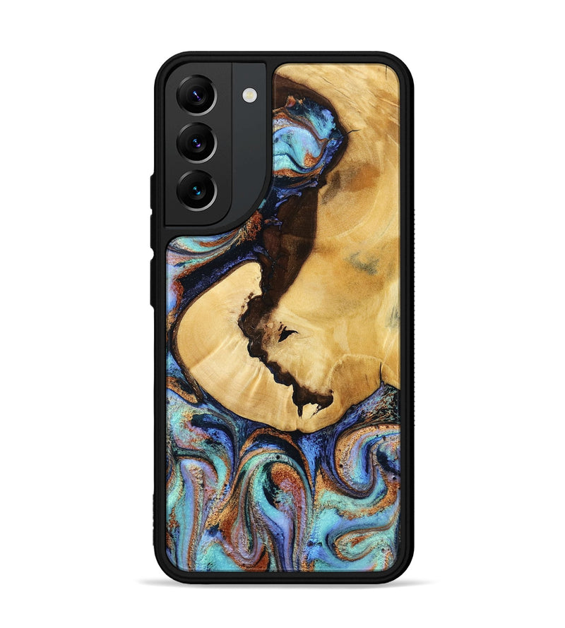 Galaxy S22 Plus Wood Phone Case - Joy (Teal & Gold, 801459)