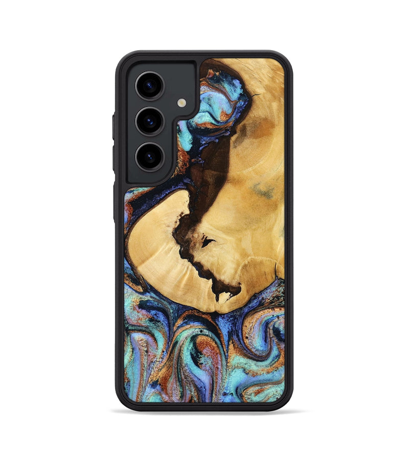 Galaxy S24 Wood Phone Case - Joy (Teal & Gold, 801459)