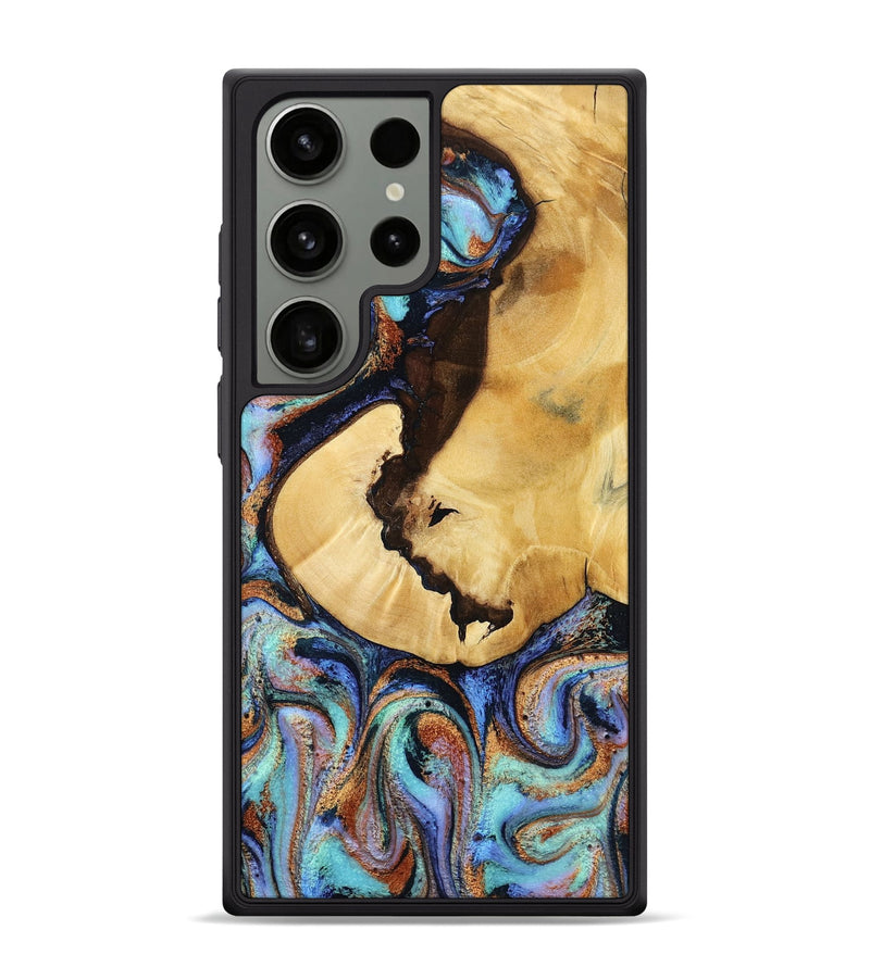 Galaxy S24 Ultra Wood Phone Case - Joy (Teal & Gold, 801459)