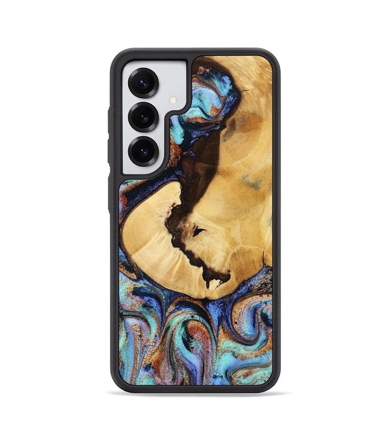 Galaxy S25 Wood Phone Case - Joy (Teal & Gold, 801459)
