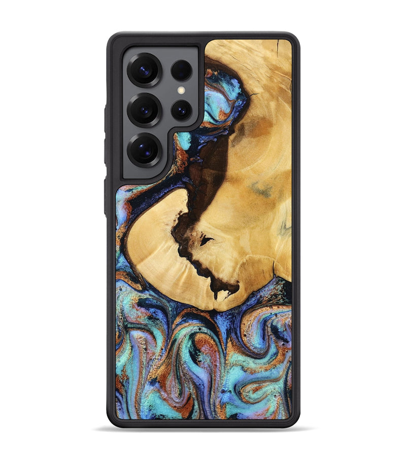 Galaxy S25 Ultra Wood Phone Case - Joy (Teal & Gold, 801459)