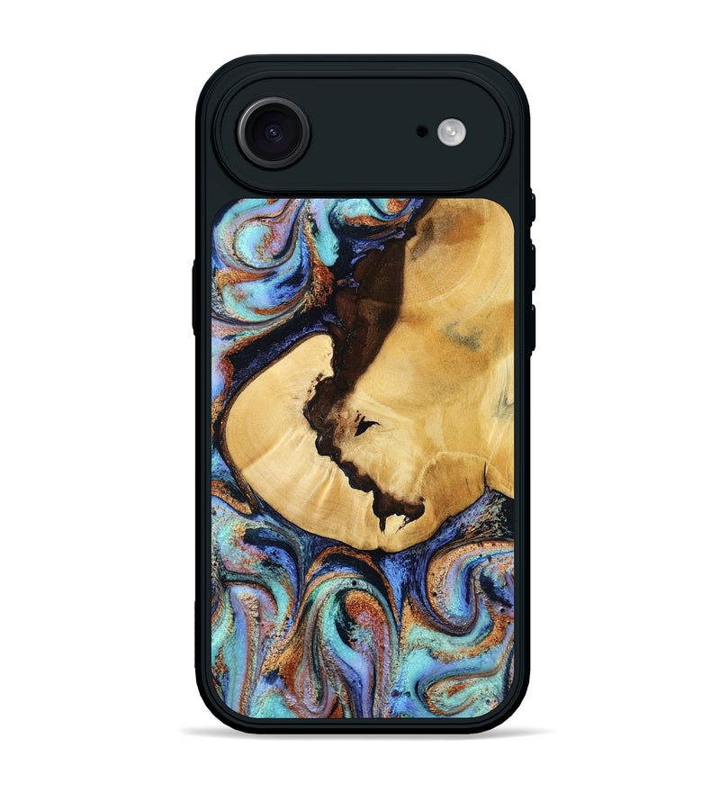 iPhone 17 Air Wood Phone Case - Joy (Teal & Gold, 801459)