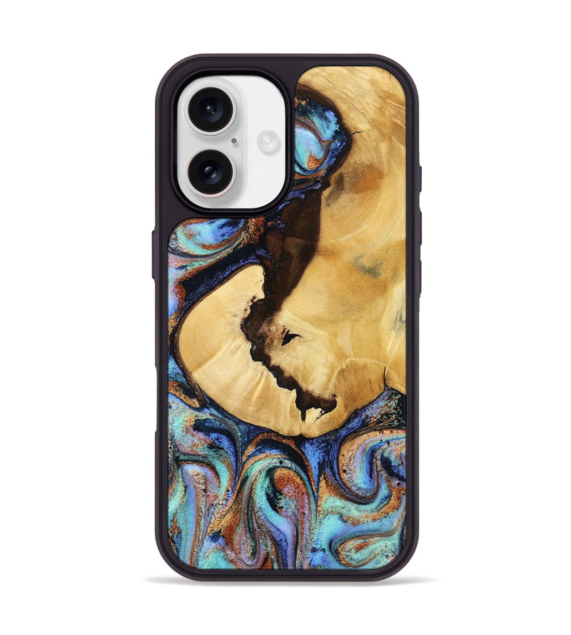 iPhone 17 Wood Phone Case - Joy (Teal & Gold, 801459)