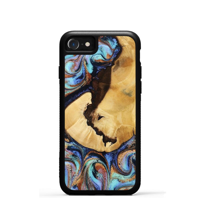 iPhone SE Wood Phone Case - Joy (Teal & Gold, 801459)
