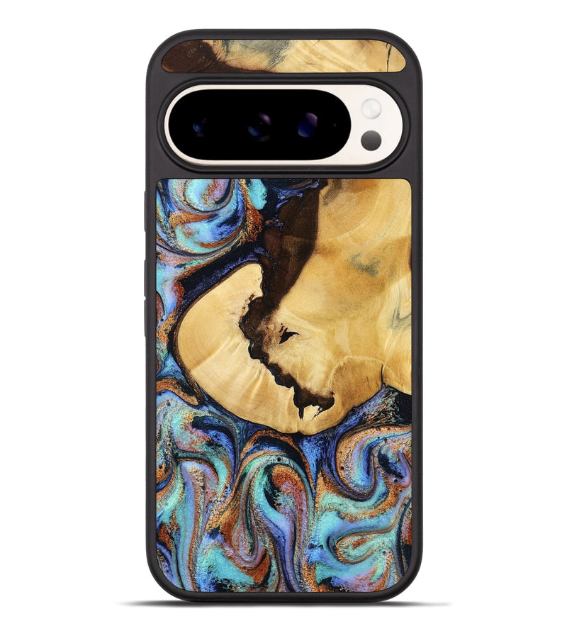 Pixel 9 Pro XL Wood Phone Case - Joy (Teal & Gold, 801459)