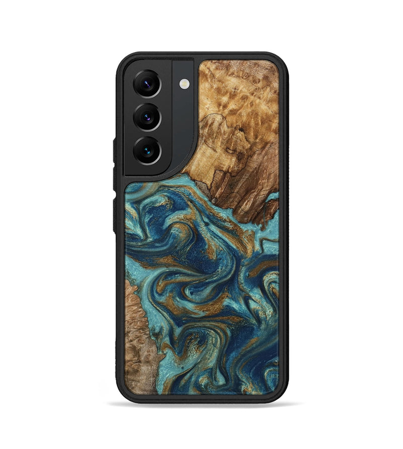 Galaxy S22 Wood Phone Case - Perla (Teal & Gold, 801460)