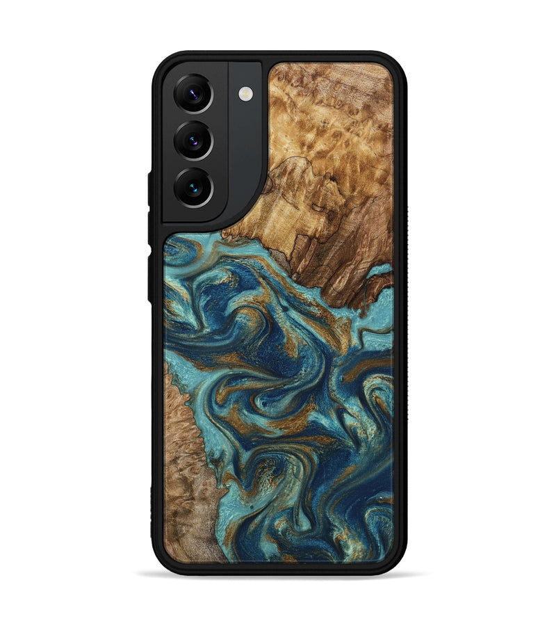 Galaxy S22 Plus Wood Phone Case - Perla (Teal & Gold, 801460)