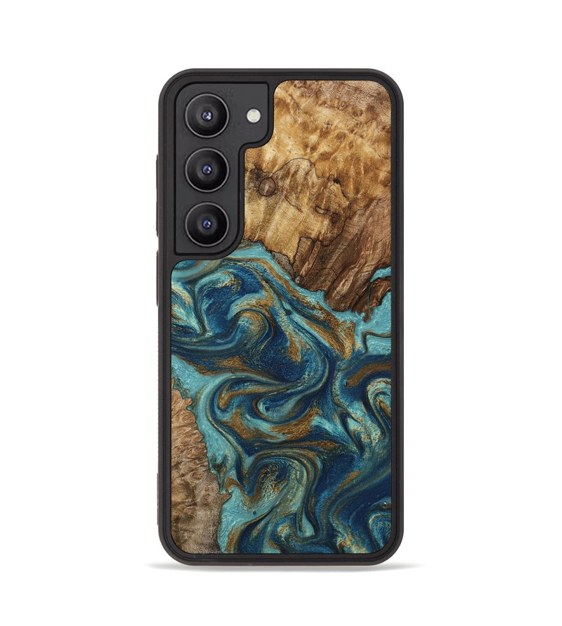 Galaxy S23 Wood Phone Case - Perla (Teal & Gold, 801460)