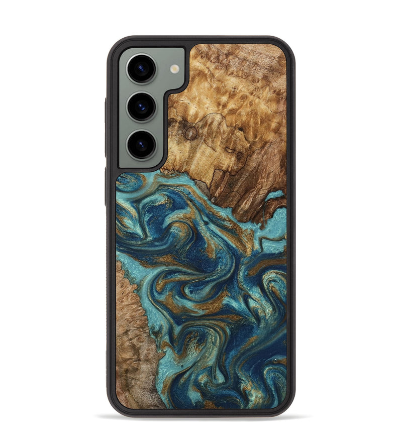 Galaxy S23 Plus Wood Phone Case - Perla (Teal & Gold, 801460)