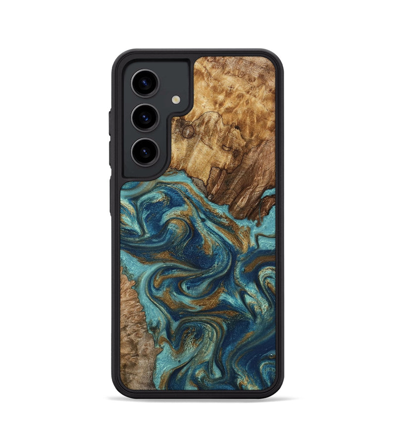 Galaxy S24 Wood Phone Case - Perla (Teal & Gold, 801460)