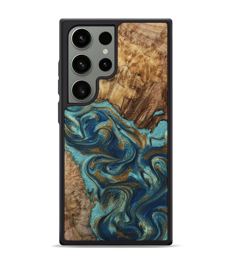 Galaxy S24 Ultra Wood Phone Case - Perla (Teal & Gold, 801460)