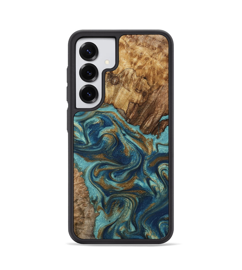 Galaxy S25 Wood Phone Case - Perla (Teal & Gold, 801460)