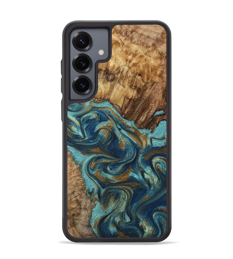 Galaxy S25 Plus Wood Phone Case - Perla (Teal & Gold, 801460)