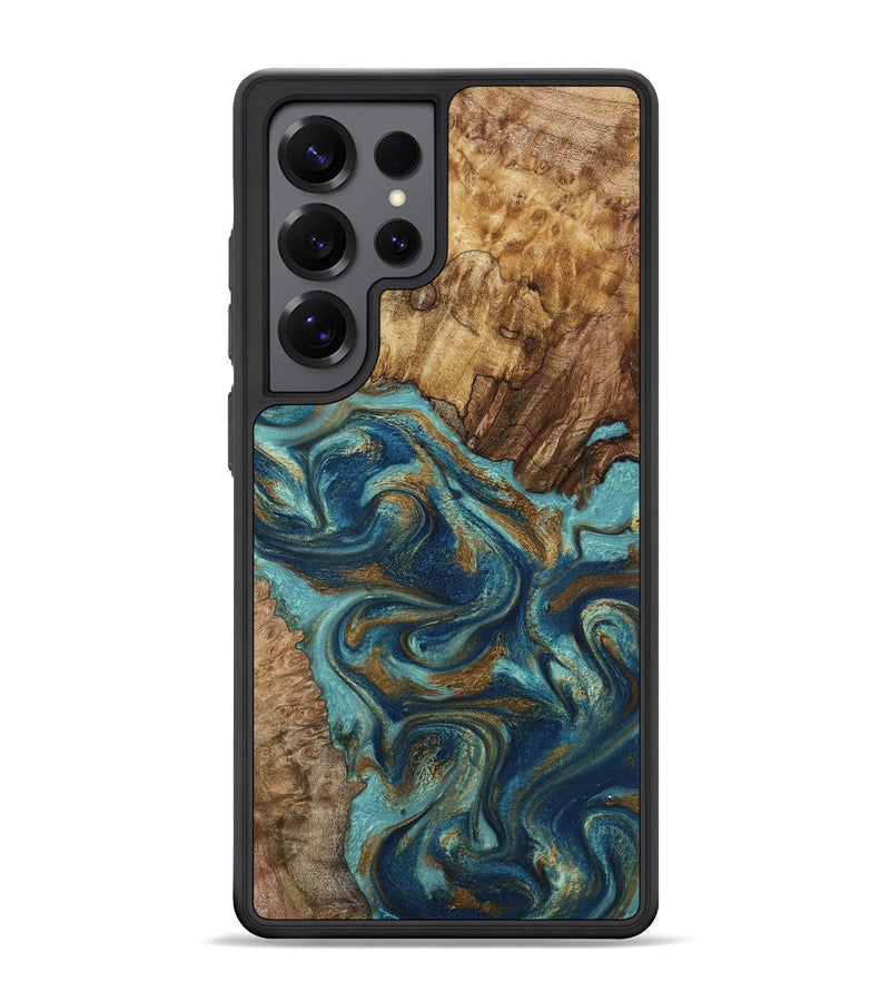 Galaxy S25 Ultra Wood Phone Case - Perla (Teal & Gold, 801460)