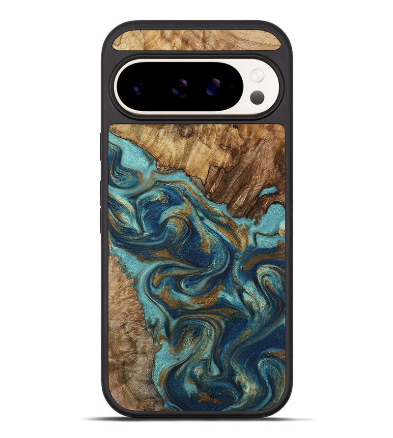 Pixel 10 Pro XL Wood Phone Case - Perla (Teal & Gold, 801460)