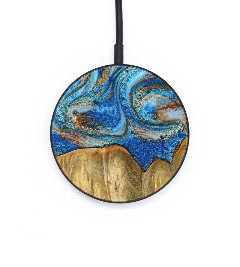 Circle Wood Wireless Charger - Layne (Teal & Gold, 801461)