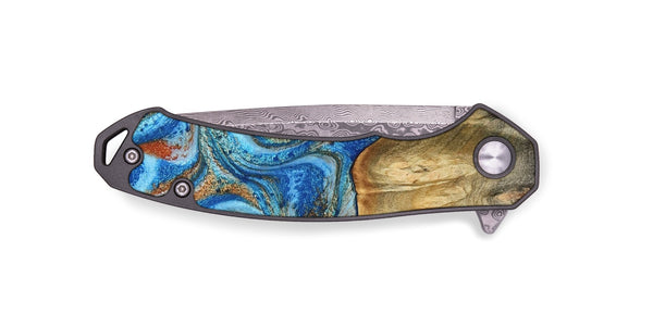EDC Wood Pocket Knife - Layne (Teal & Gold, 801461)