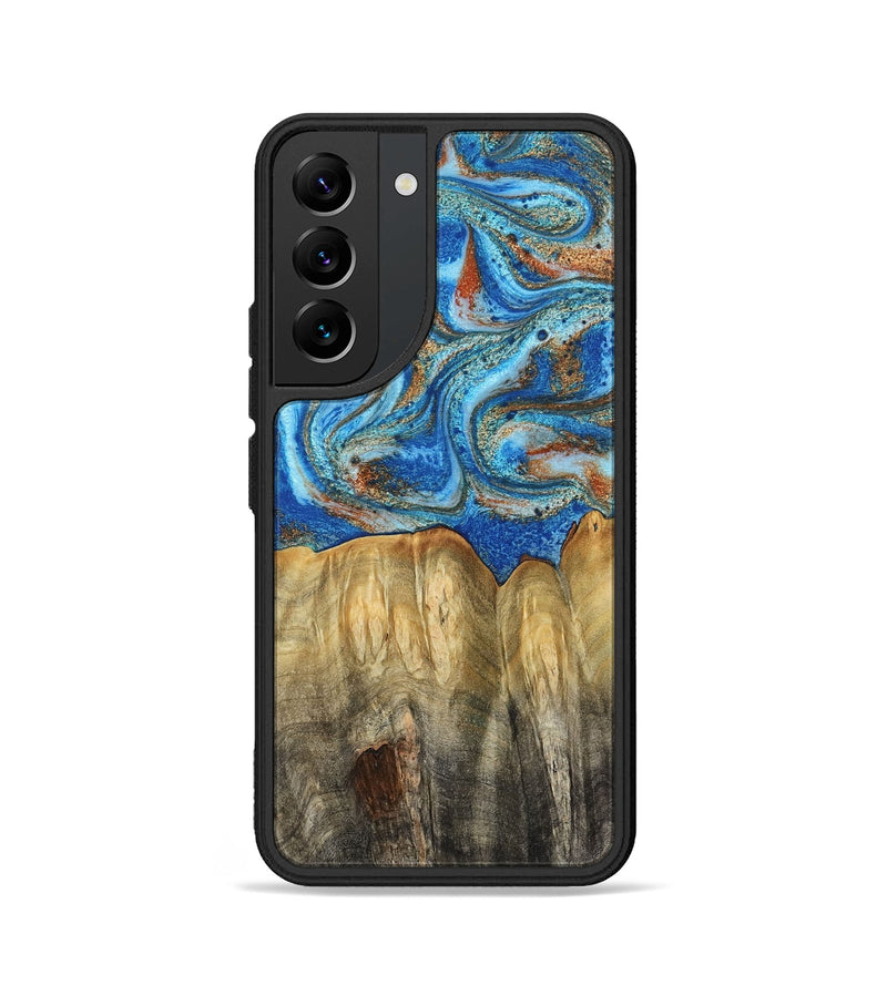 Galaxy S22 Wood Phone Case - Layne (Teal & Gold, 801461)