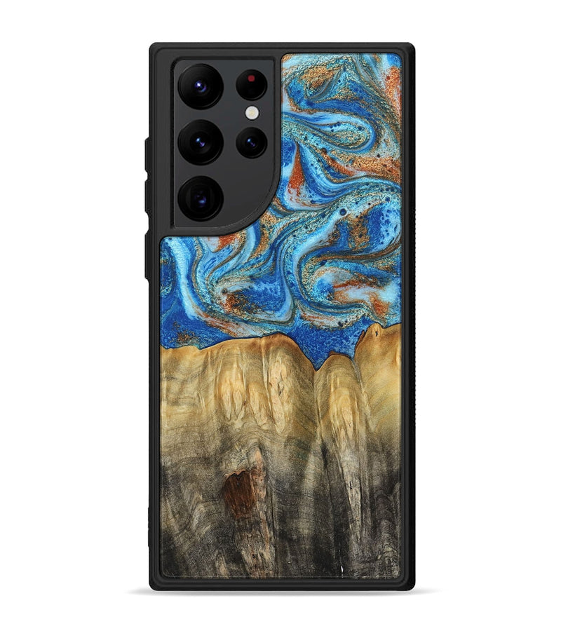 Galaxy S22 Ultra Wood Phone Case - Layne (Teal & Gold, 801461)