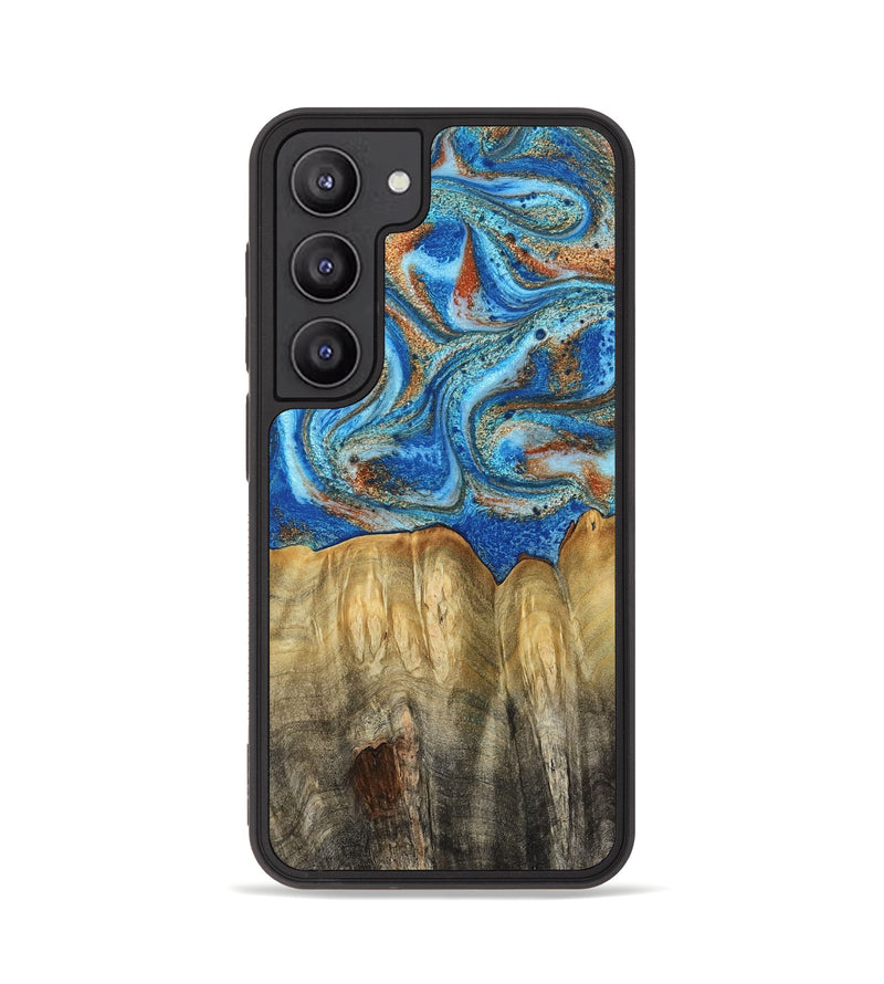 Galaxy S23 Wood Phone Case - Layne (Teal & Gold, 801461)