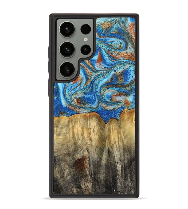 Galaxy S23 Ultra Wood Phone Case - Layne (Teal & Gold, 801461)