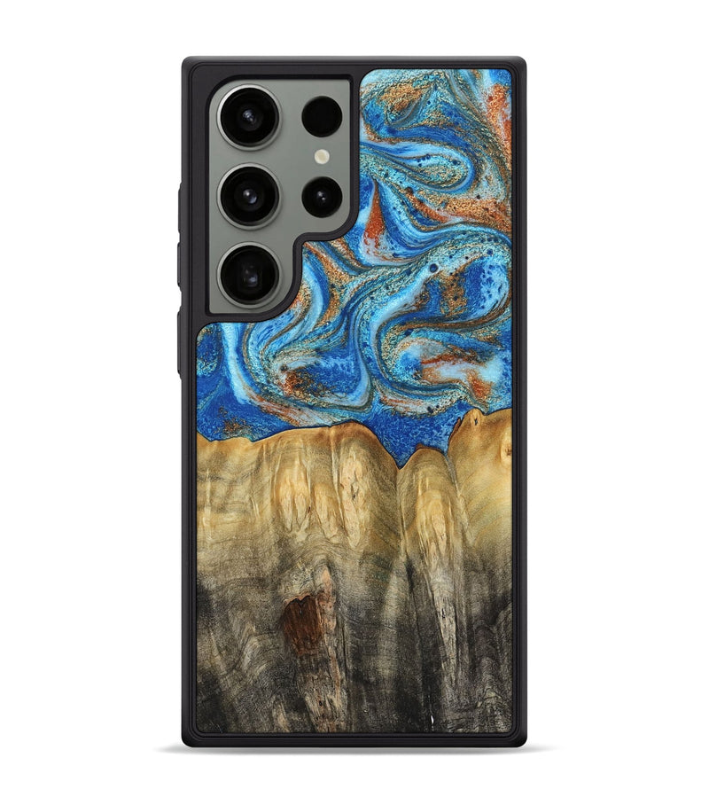 Galaxy S24 Ultra Wood Phone Case - Layne (Teal & Gold, 801461)