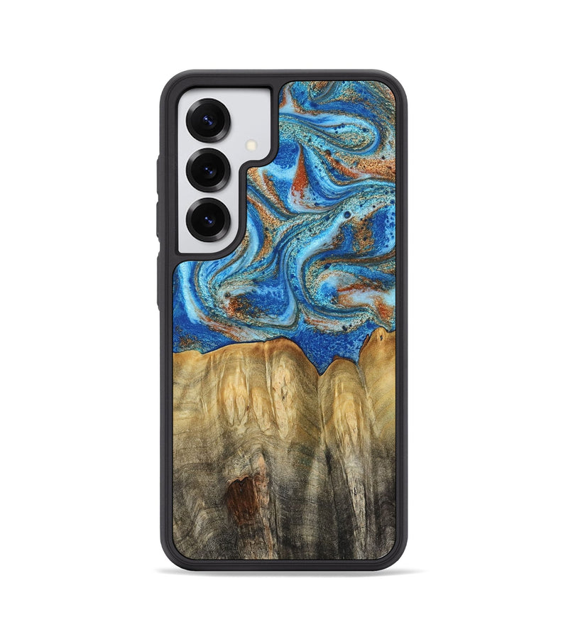 Galaxy S25 Wood Phone Case - Layne (Teal & Gold, 801461)