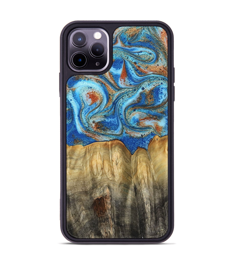 iPhone 11 Pro Max Wood Phone Case - Layne (Teal & Gold, 801461)