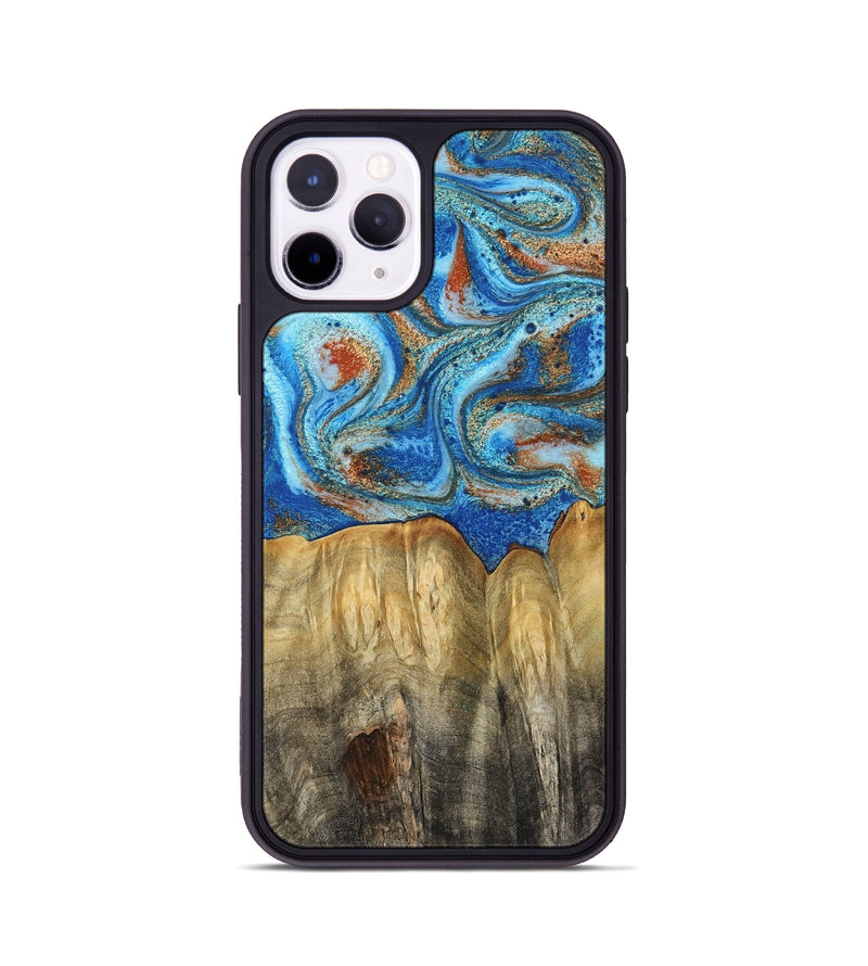 iPhone 11 Pro Wood Phone Case - Layne (Teal & Gold, 801461)