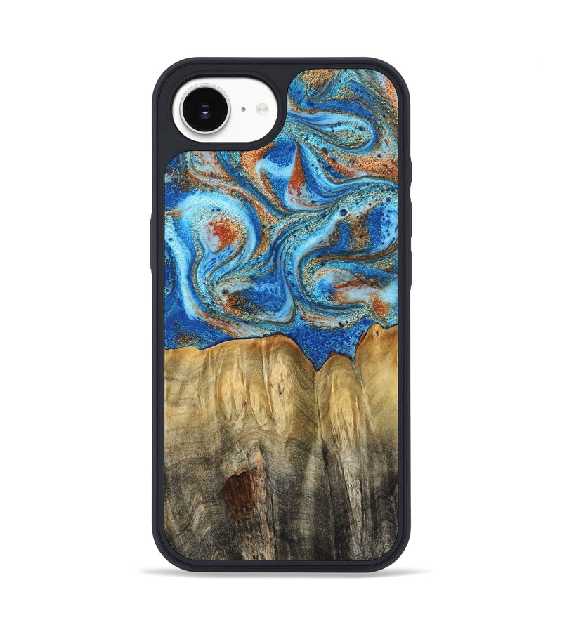 iPhone 16e Wood Phone Case - Layne (Teal & Gold, 801461)