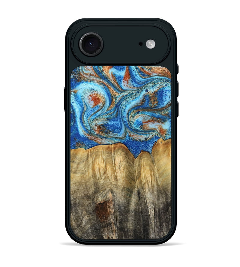 iPhone 17 Air Wood Phone Case - Layne (Teal & Gold, 801461)