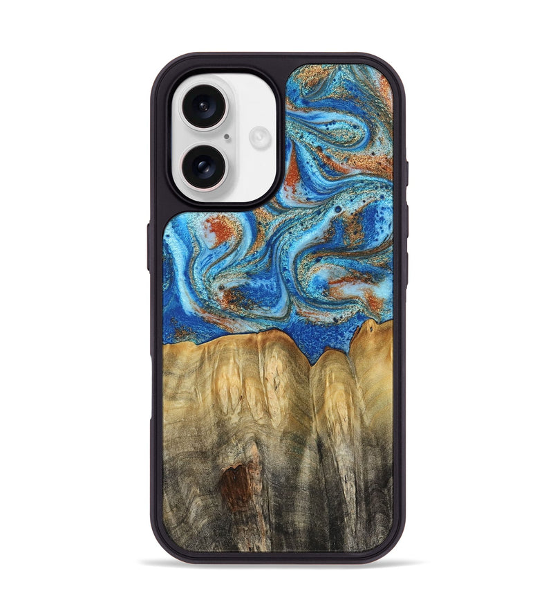 iPhone 17 Wood Phone Case - Layne (Teal & Gold, 801461)