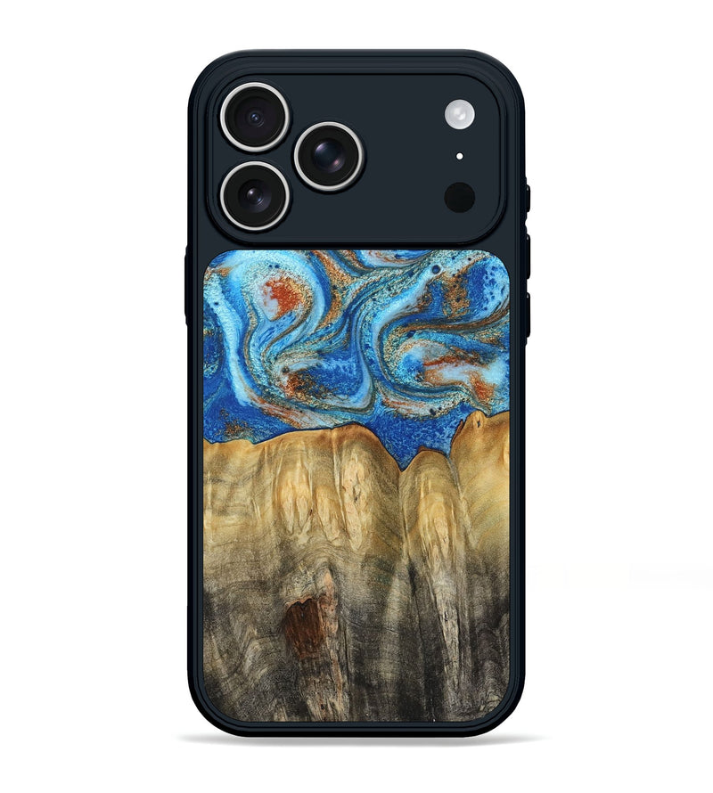 iPhone 17 Pro Max Wood Phone Case - Layne (Teal & Gold, 801461)