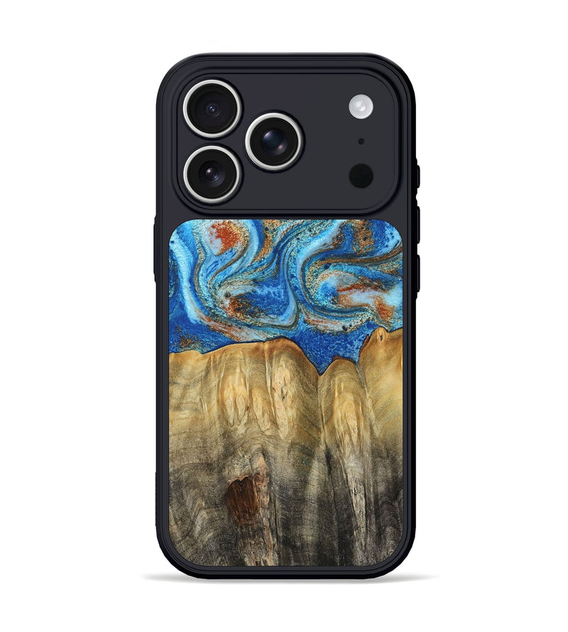 iPhone 17 Pro Wood Phone Case - Layne (Teal & Gold, 801461)