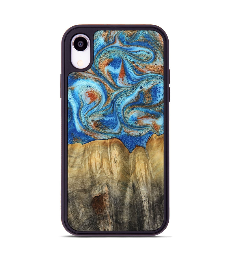iPhone Xr Wood Phone Case - Layne (Teal & Gold, 801461)
