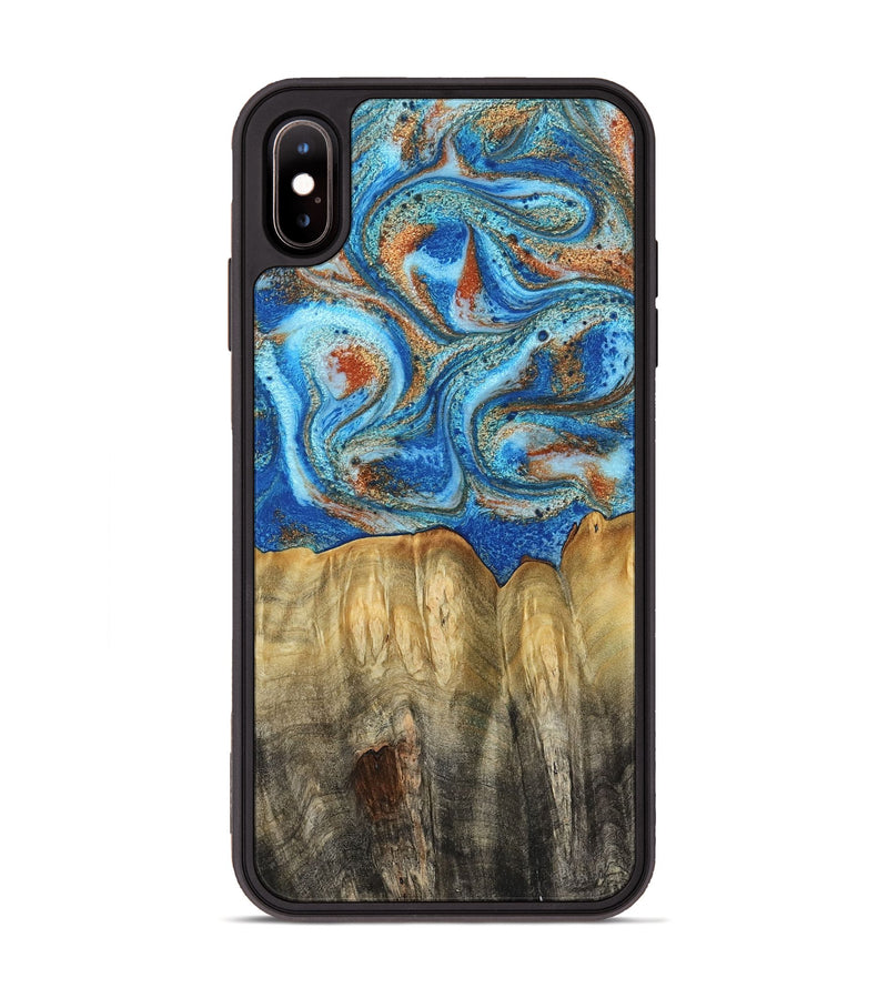 iPhone Xs Max Wood Phone Case - Layne (Teal & Gold, 801461)