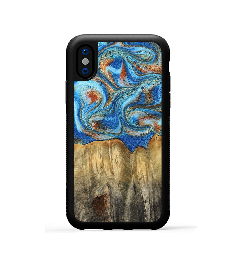 iPhone Xs Wood Phone Case - Layne (Teal & Gold, 801461)