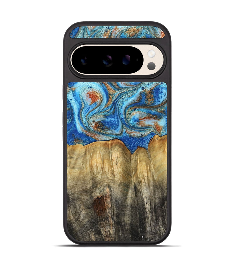 Pixel 10 Wood Phone Case - Layne (Teal & Gold, 801461)