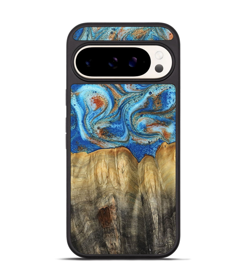 Pixel 9 Wood Phone Case - Layne (Teal & Gold, 801461)