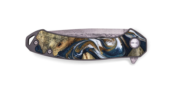 EDC Wood Pocket Knife - Petra (Teal & Gold, 801462)