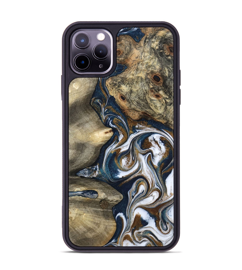 iPhone 11 Pro Max Wood Phone Case - Petra (Teal & Gold, 801462)