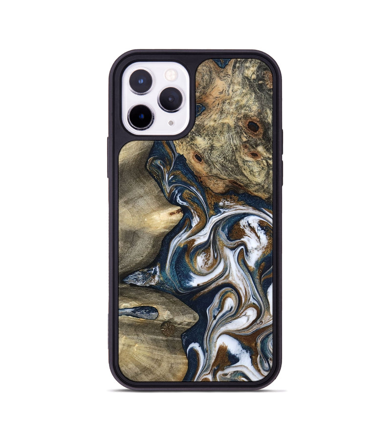 iPhone 11 Pro Wood Phone Case - Petra (Teal & Gold, 801462)