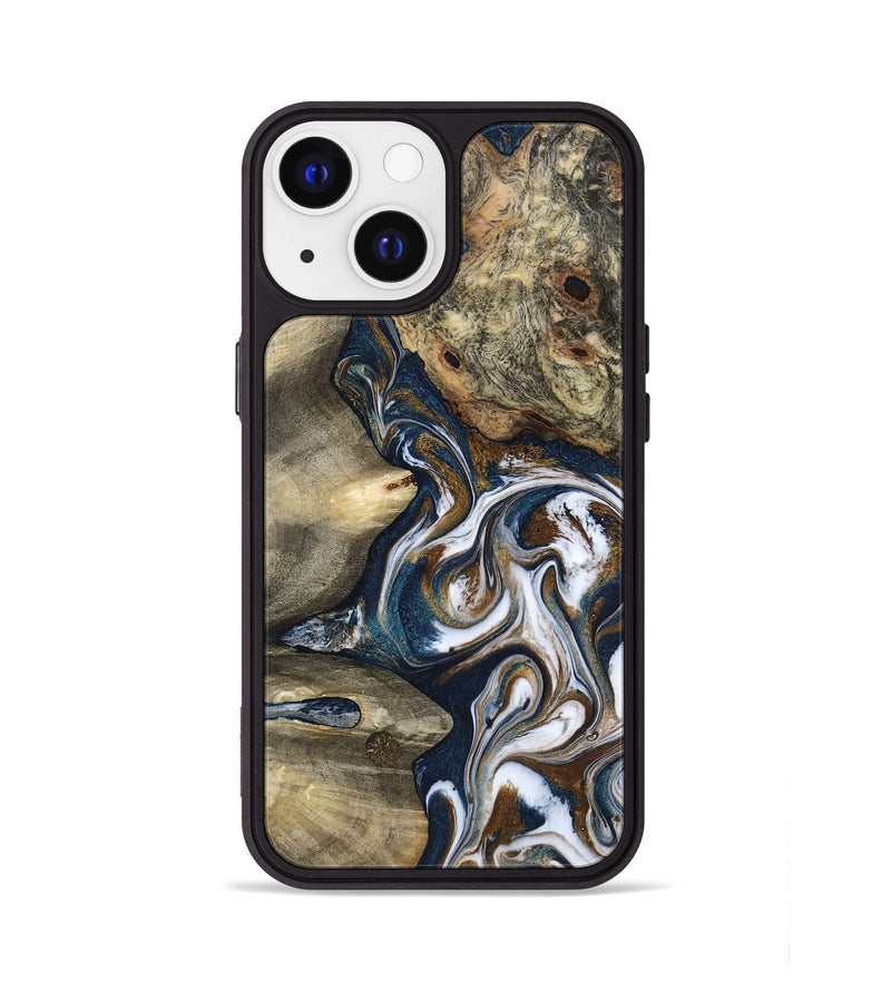 iPhone 13 Wood Phone Case - Petra (Teal & Gold, 801462)