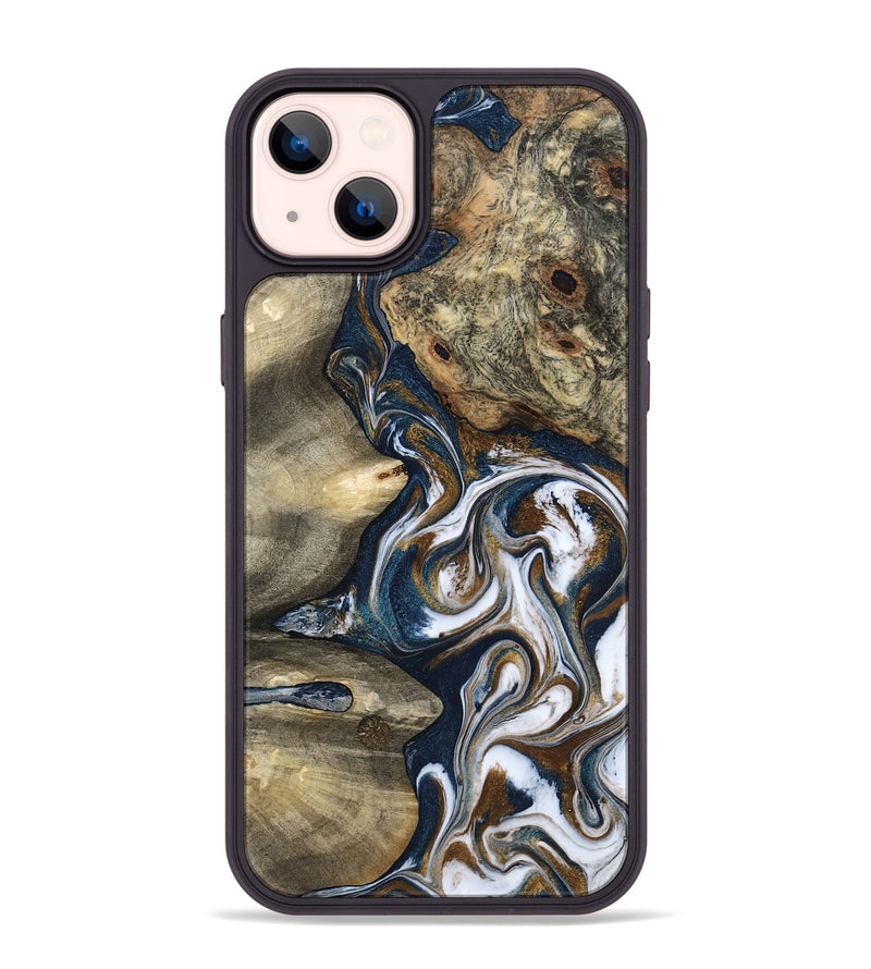 iPhone 14 Plus Wood Phone Case - Petra (Teal & Gold, 801462)